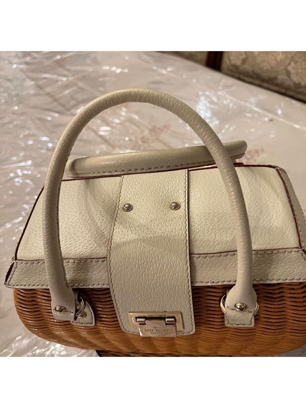 Vintage Kate Spade New York Wicker Basket Bag – Early 2000s Floral Lined - Picture 8 of 11